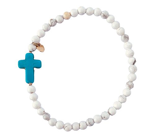 Alkeme 10K Gold Gemstone Bead & Cross Bracelet