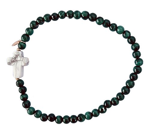 Alkeme 10K Gold Gemstone Bead & Cross Bracelet