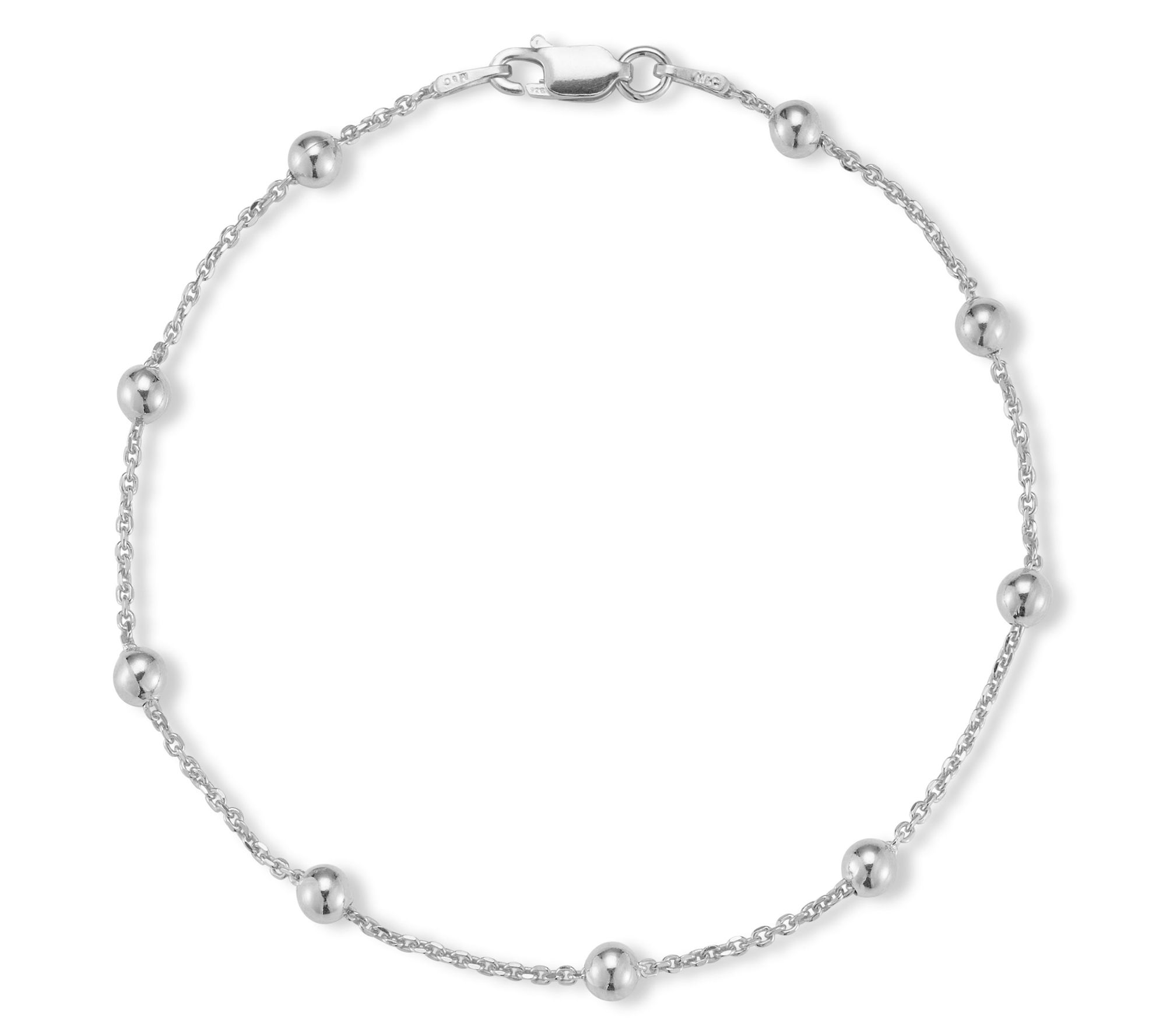 Italian Silver 4mm Ball 7" Chain Bracelet, Sterling