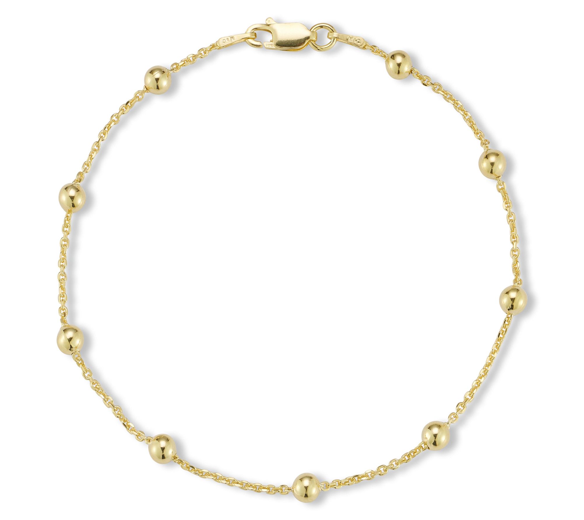 Italian Silver 4mm Ball 7" Chain Bracelet, Sterling