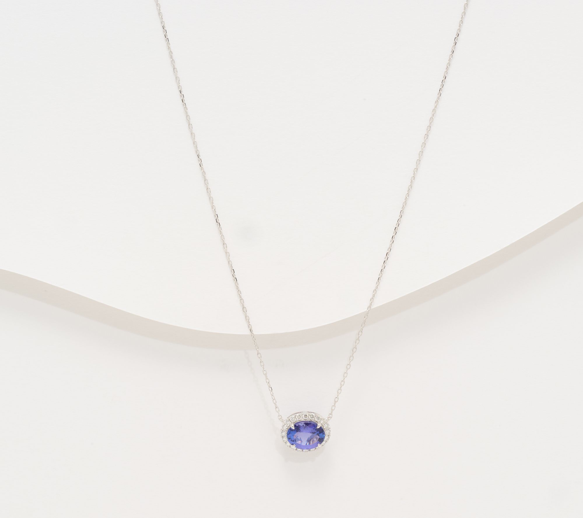 Pure Tanzanite by Jeff Moseley 1.75 cttw Halo Necklace, Platinum