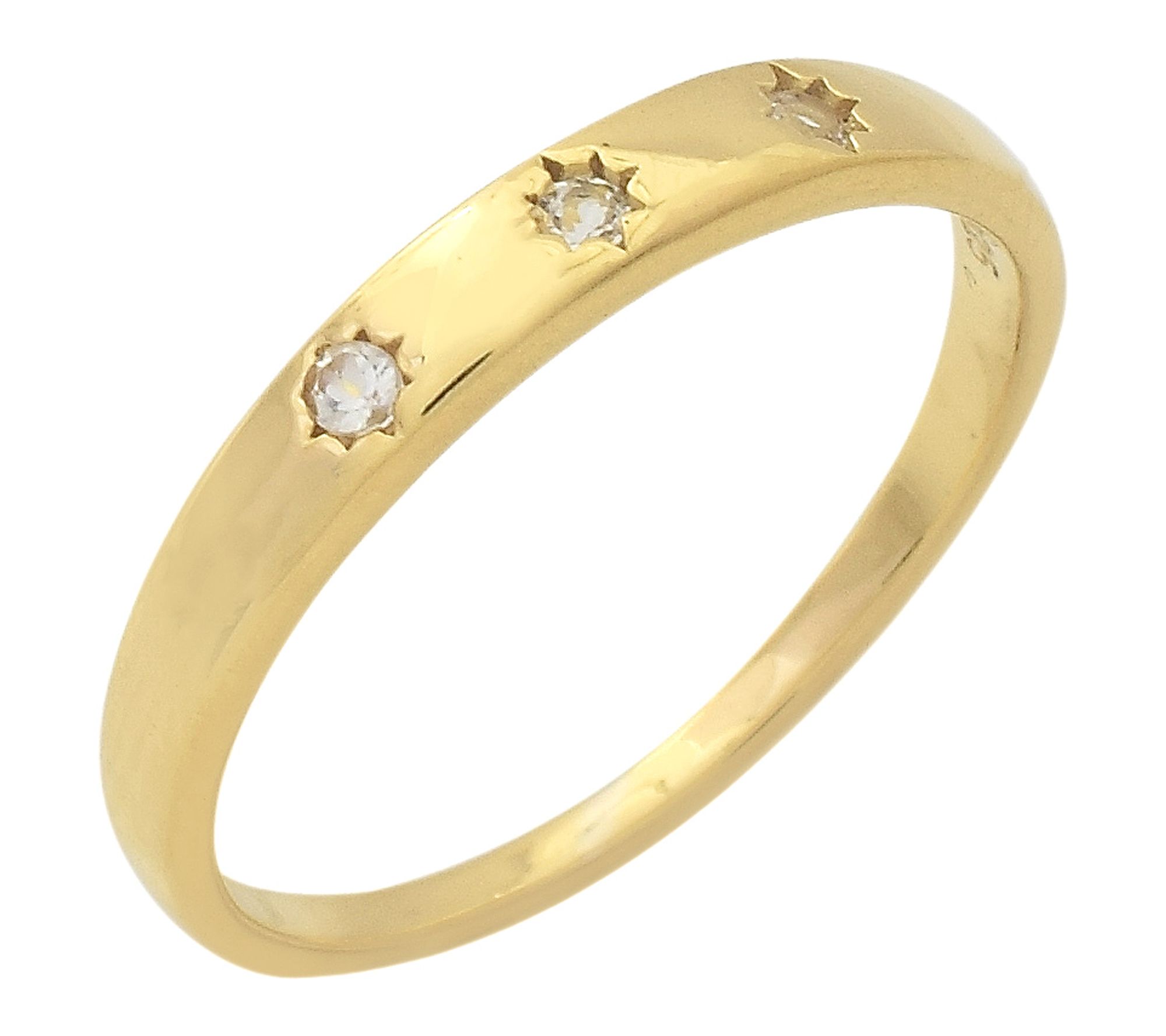 Affinity Gems 3-Stone Natural Zircon Ring, 14KGold Plated