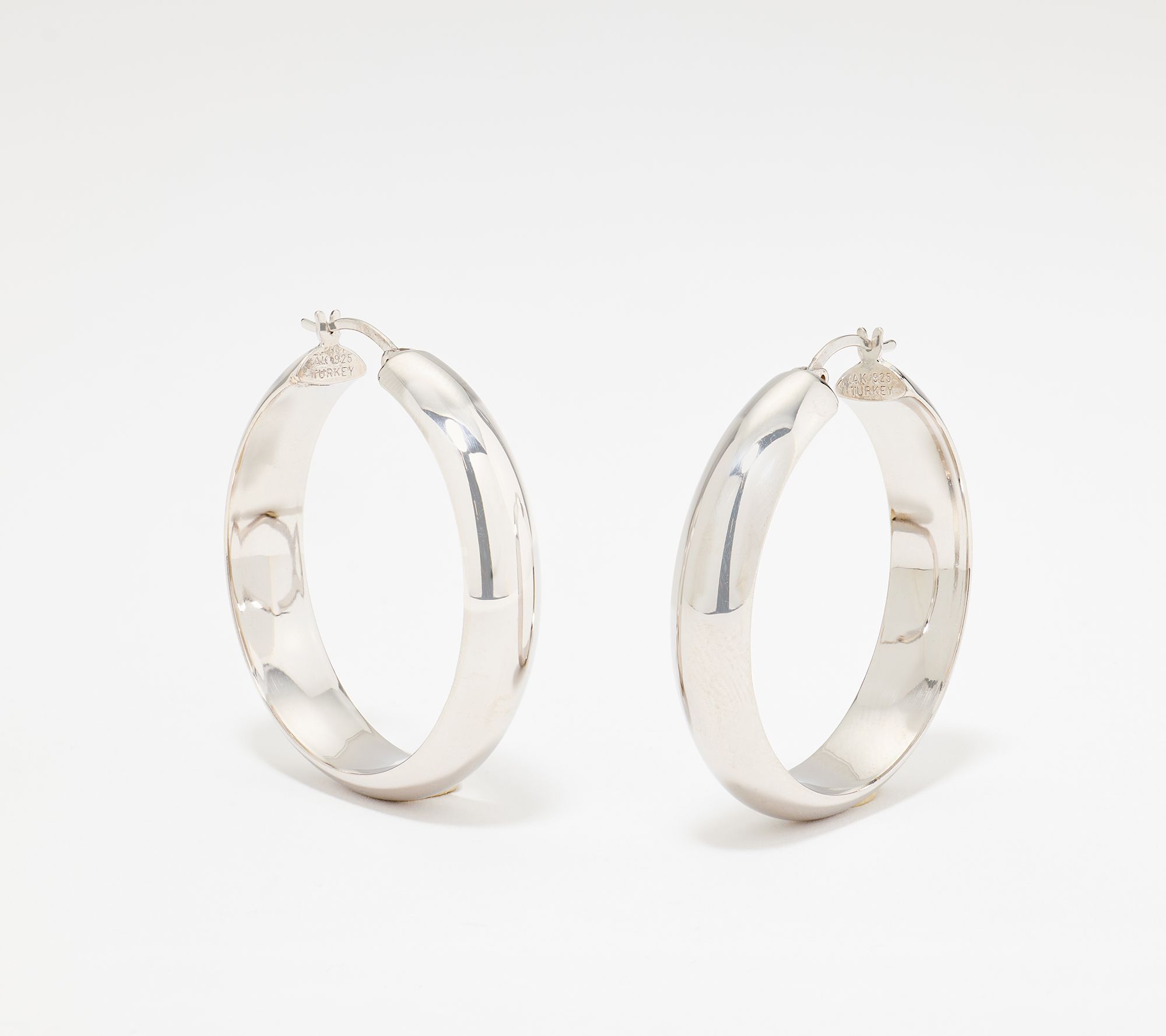 Silver Style 1.5" Chubby Hoop Earrings. Sterling Silver