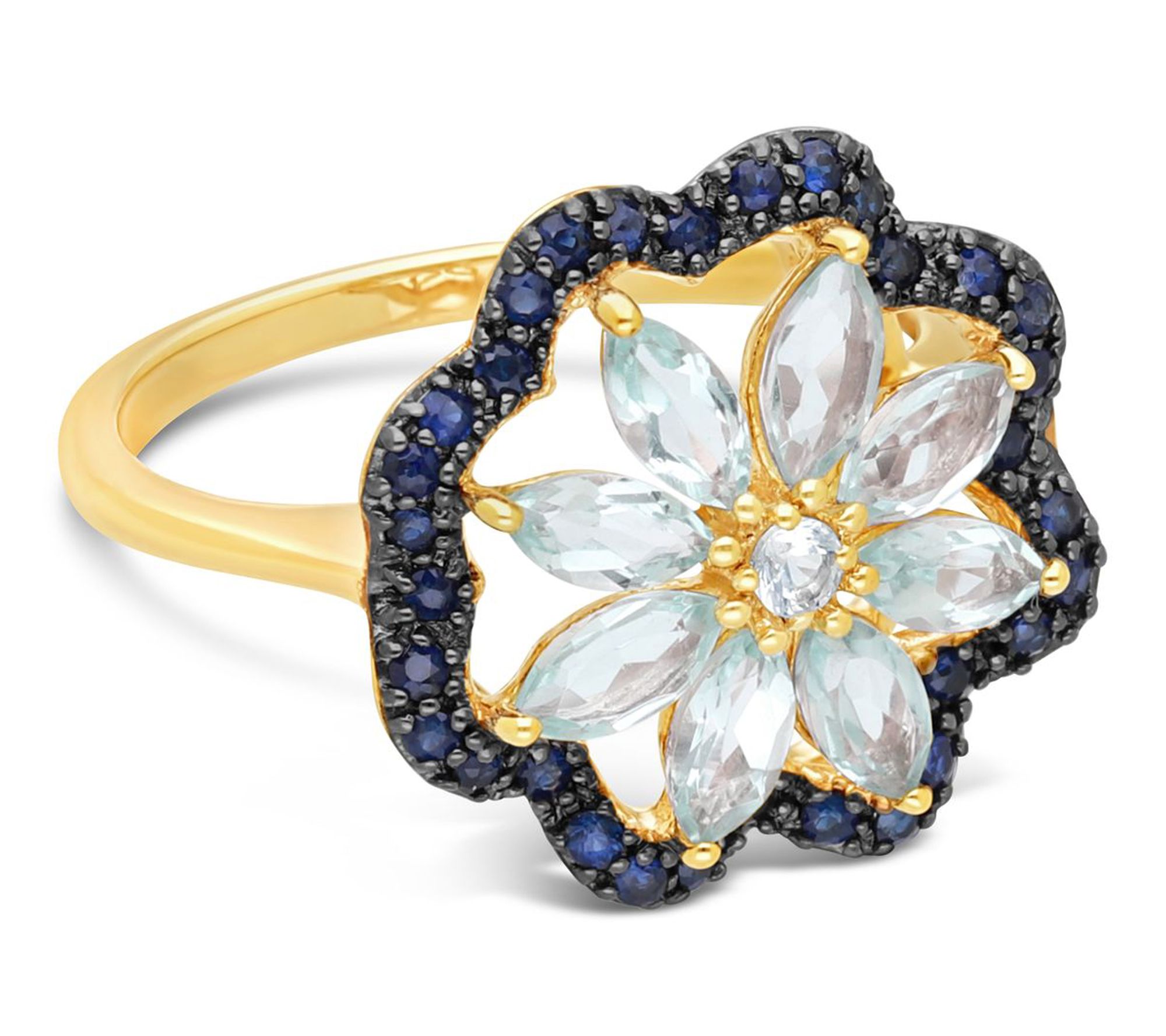 Ariva 18K Gold Clad Sapphire & Topaz Zinnia Ring