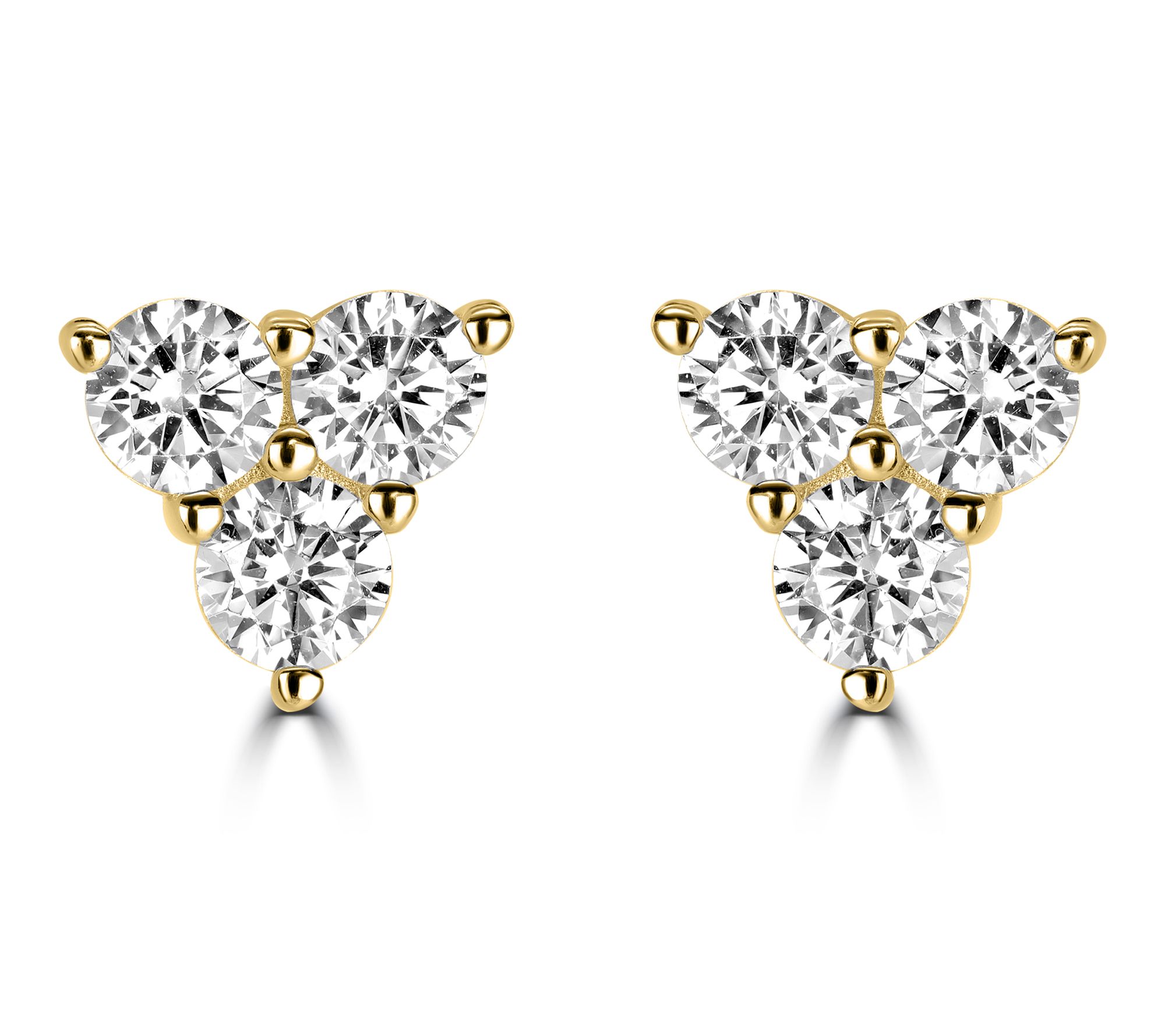 Diamonique x Kathy Levine Three Stone Stud Earrings, Sterling