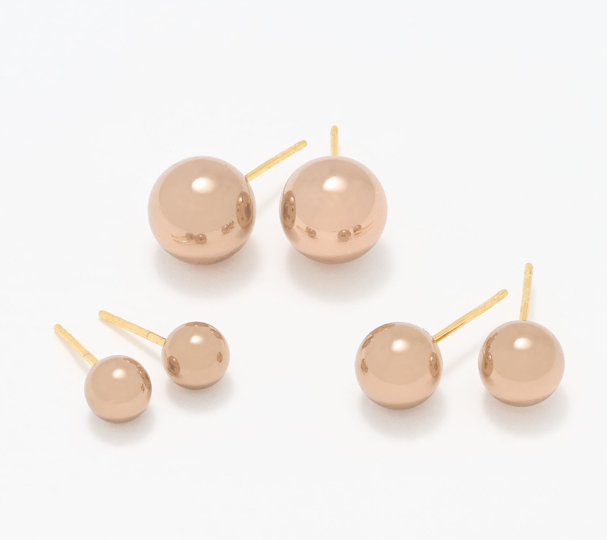David Markstein Bronze Set of 3 Ball Stud Earrings