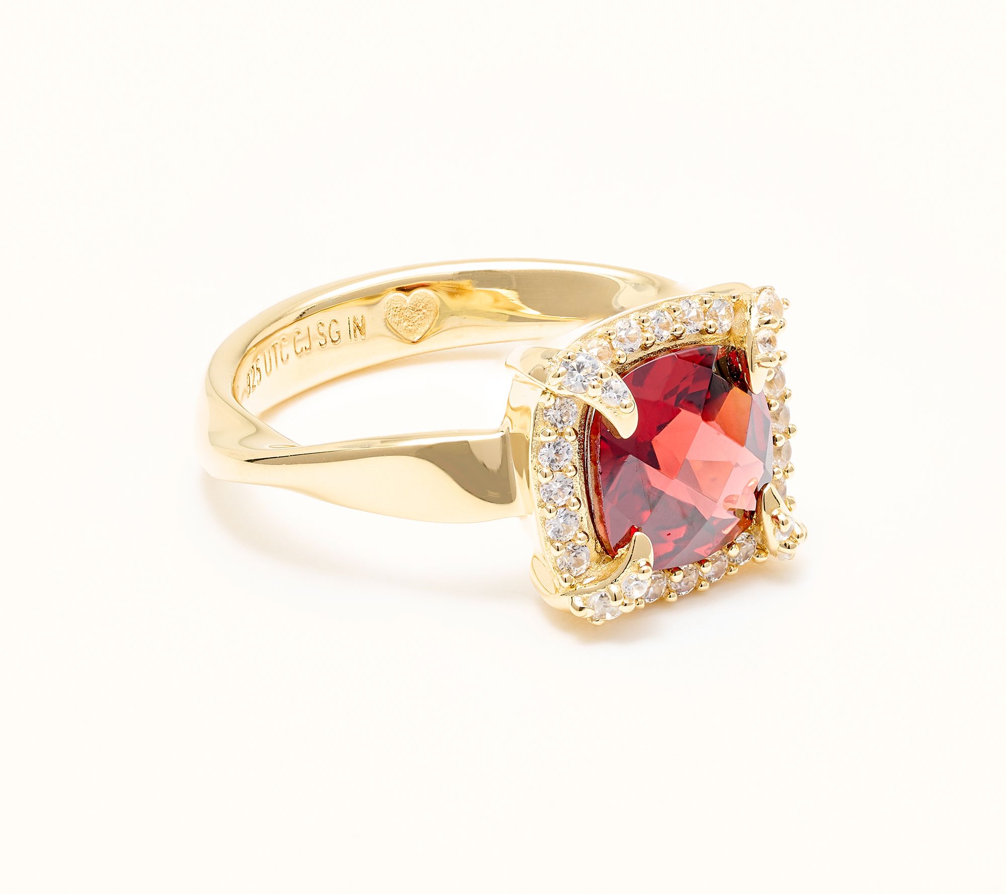 Christian James by Scott Grimes 14K Gold Clad Cushion Halo Gemstone Ring