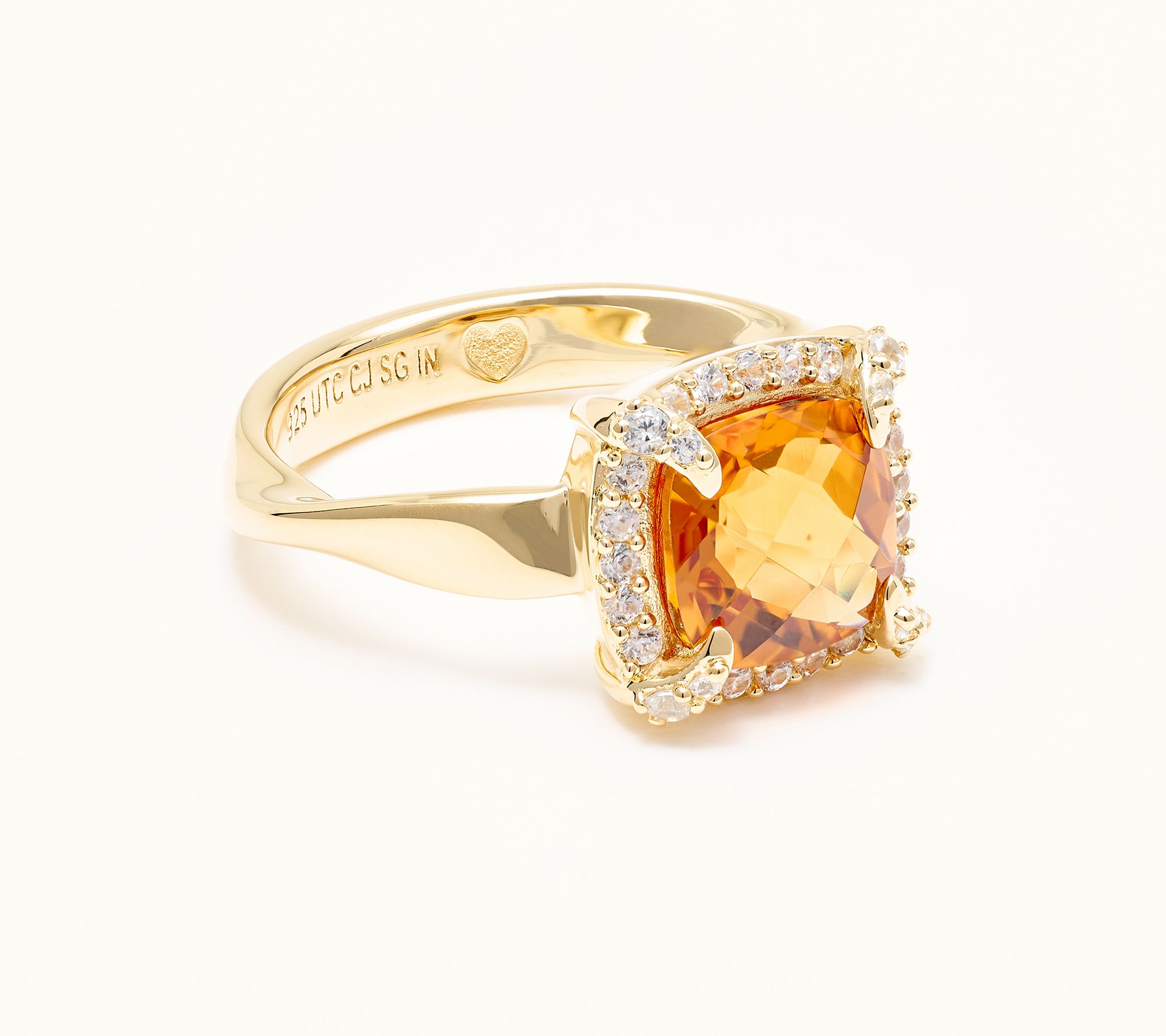 Christian James by Scott Grimes 14K Gold Clad Cushion Halo Gemstone Ring