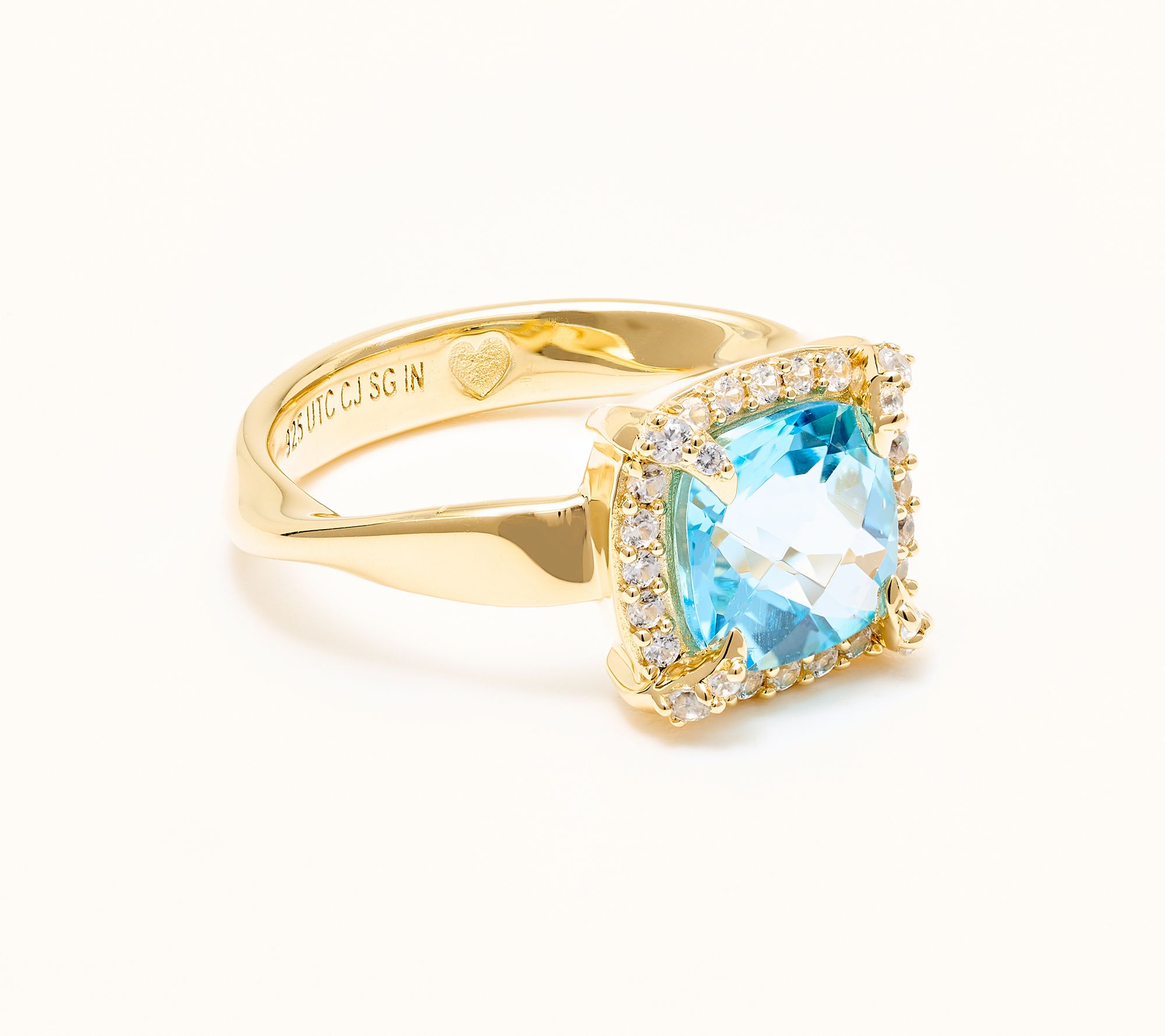 Christian James by Scott Grimes 14K Gold Clad Cushion Halo Gemstone Ring