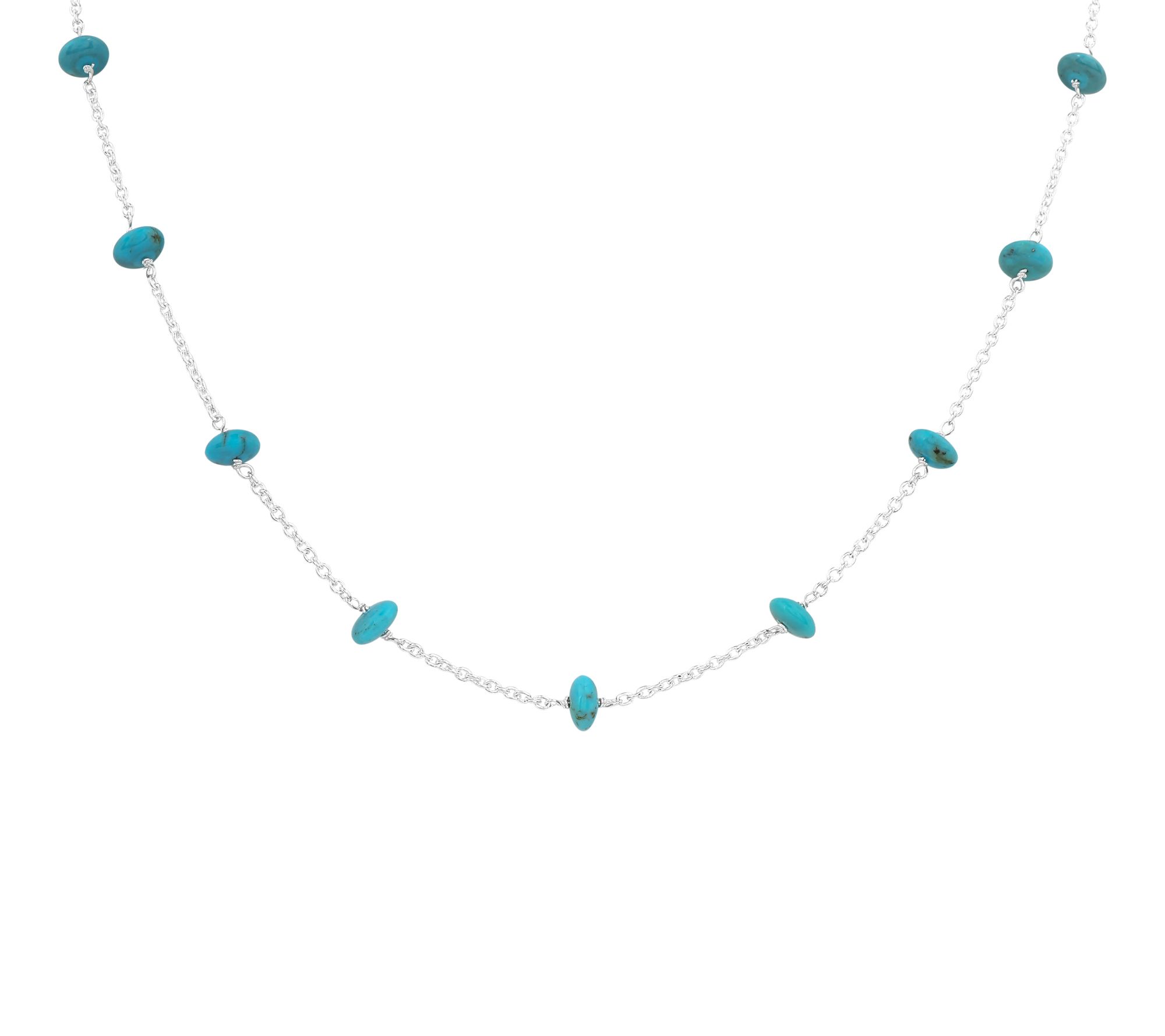 Sterling Silver Sleeping Beauty Turquoise Beaded Necklace