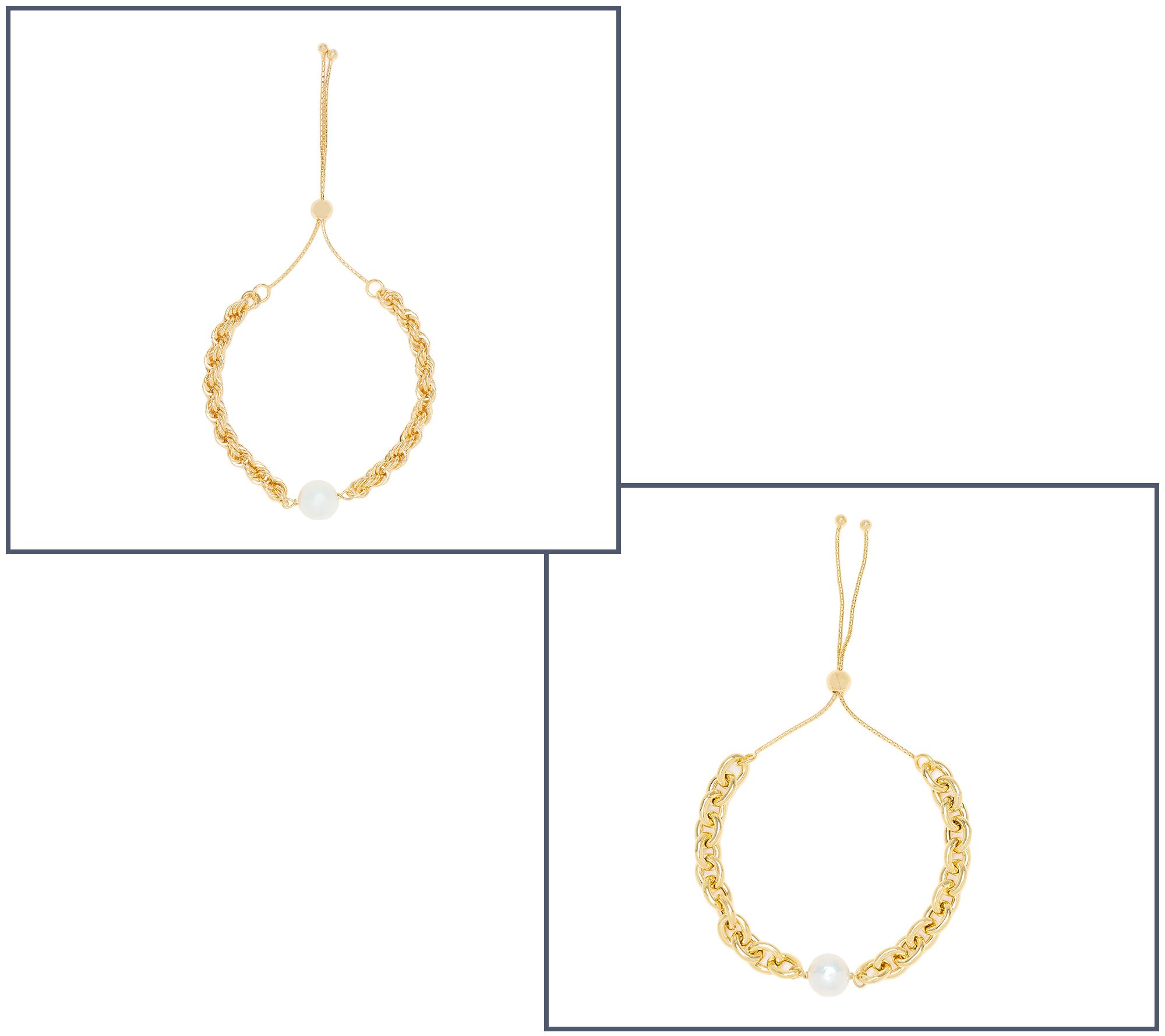 Honora Cultured Pearl Rolo/Rope Chain Bolo Bracelet,