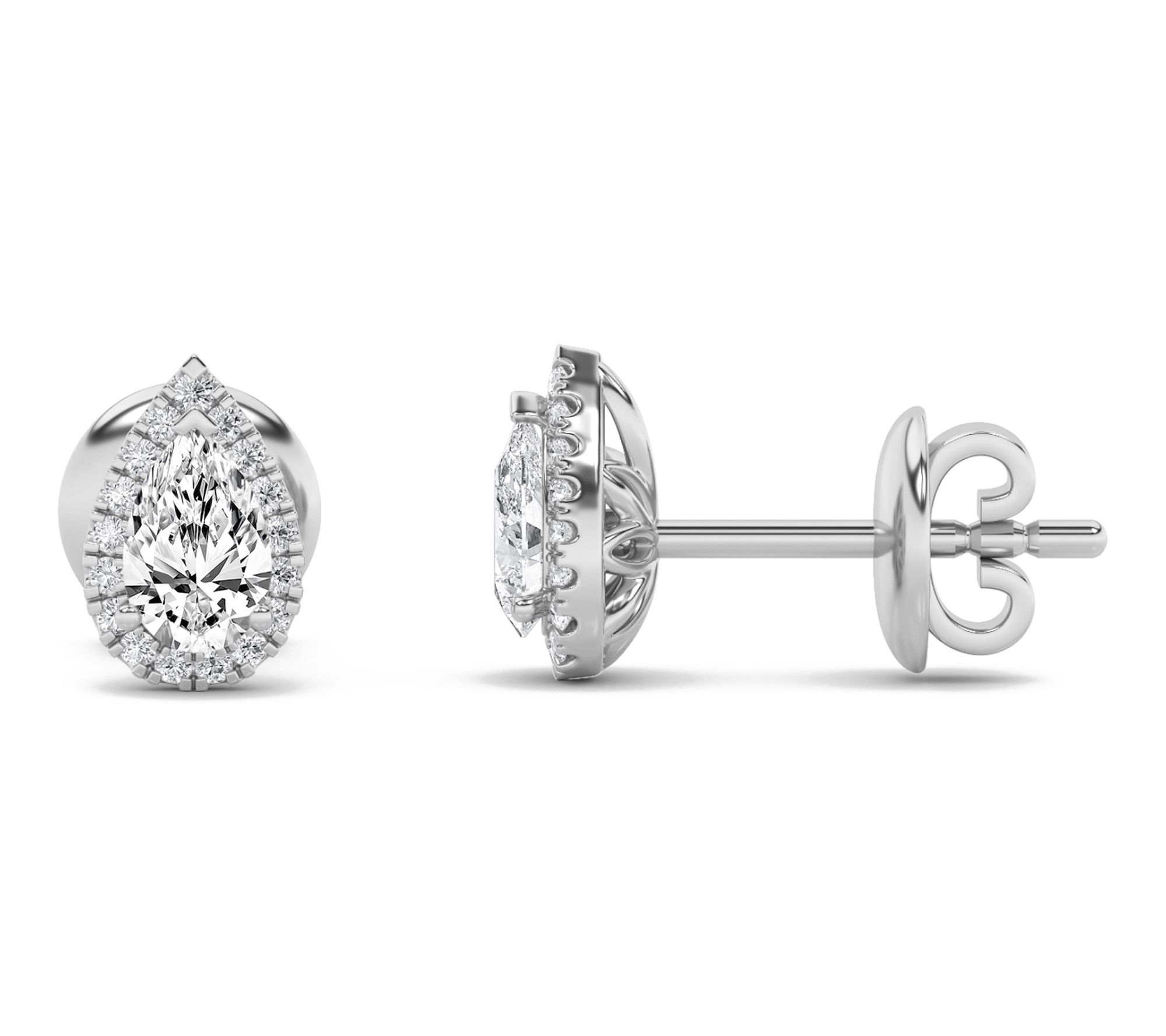 Fire Light 1.00 cttw Lab Grown Diamond Pear CutEarrings, 14K