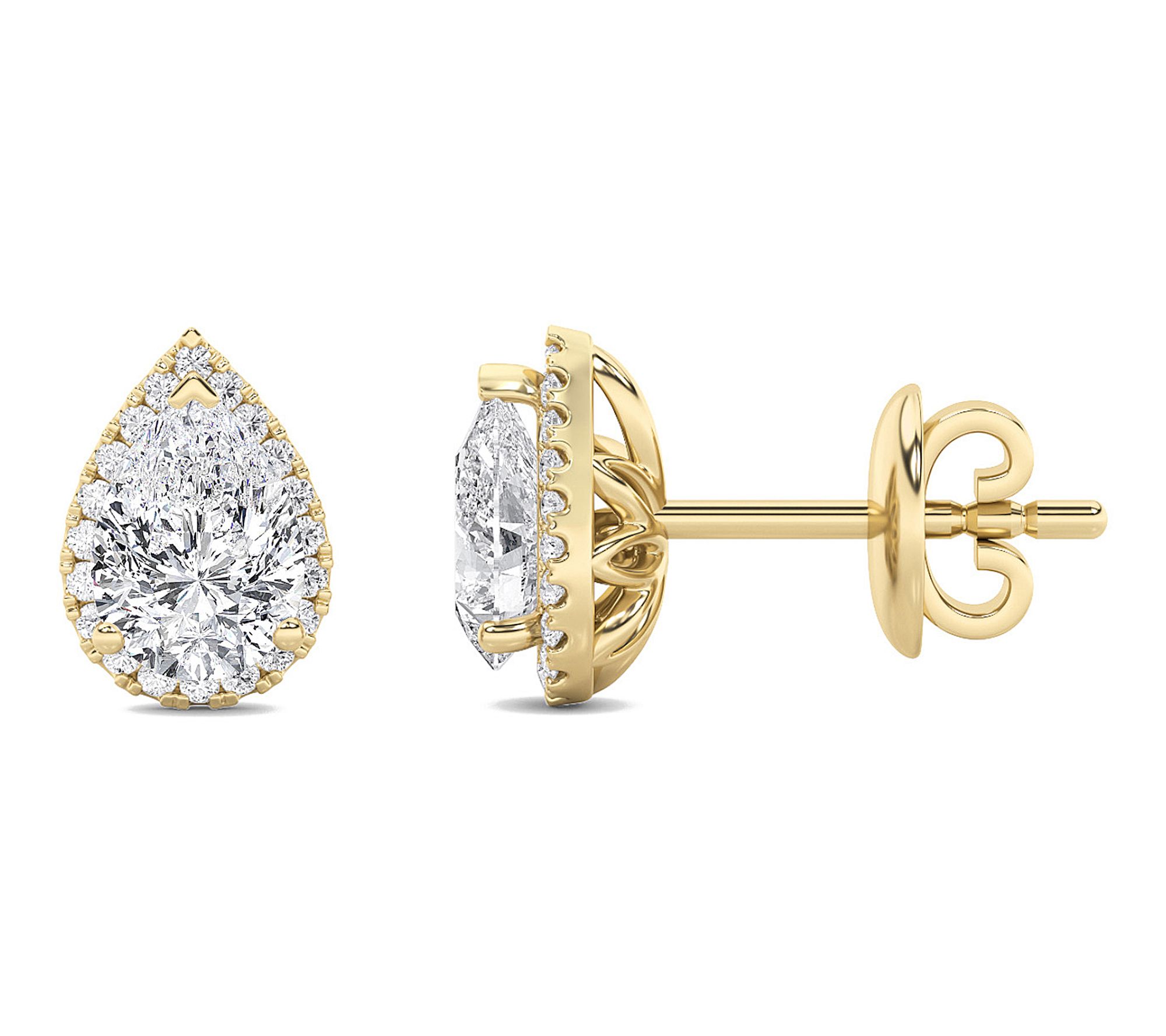 Fire Light 1.00 cttw Lab Grown Diamond Pear CutEarrings, 14K