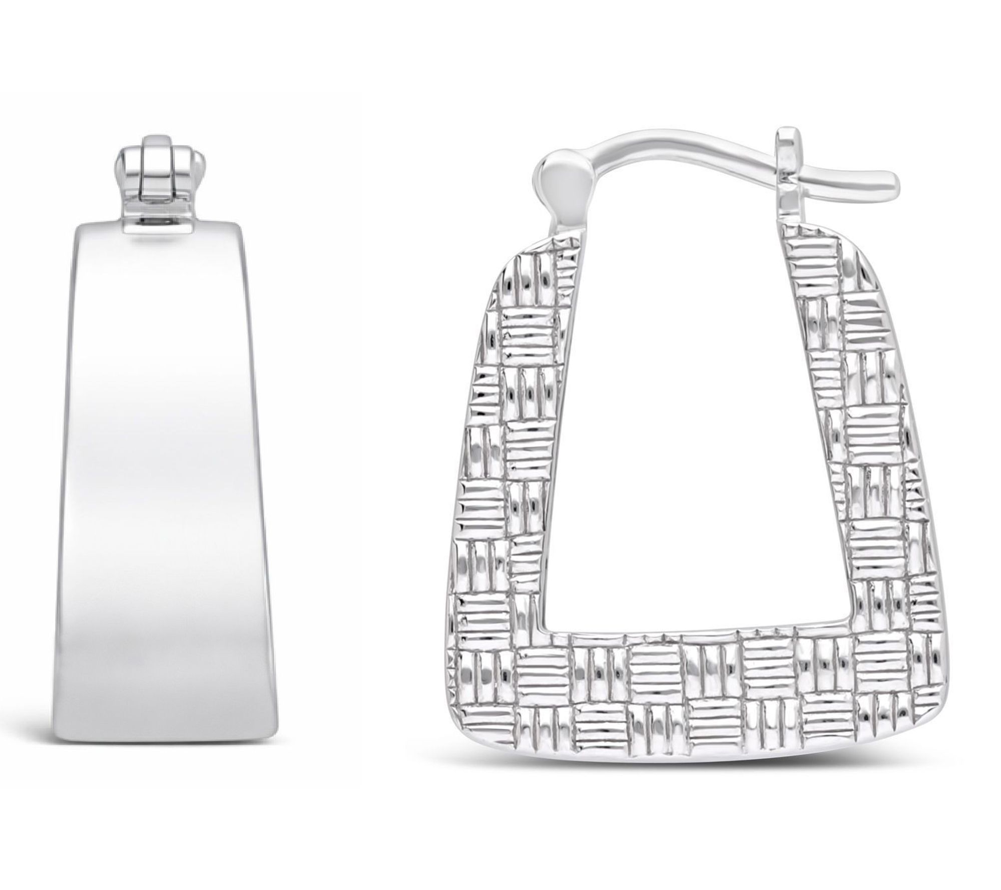 Ariva Sterling Silver Basketweave Hoop Earrings
