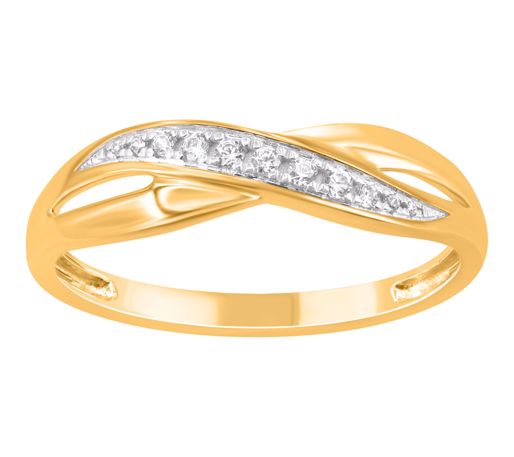 Affinity Diamond Two-Tone Cross Over Ring, 14KGold