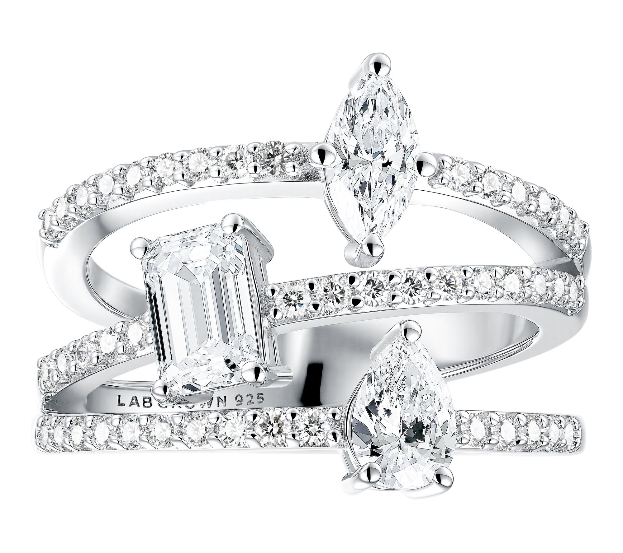 Jen by Jennifer Miller Lab Gro wn Diamond Mixe d Cut Ring