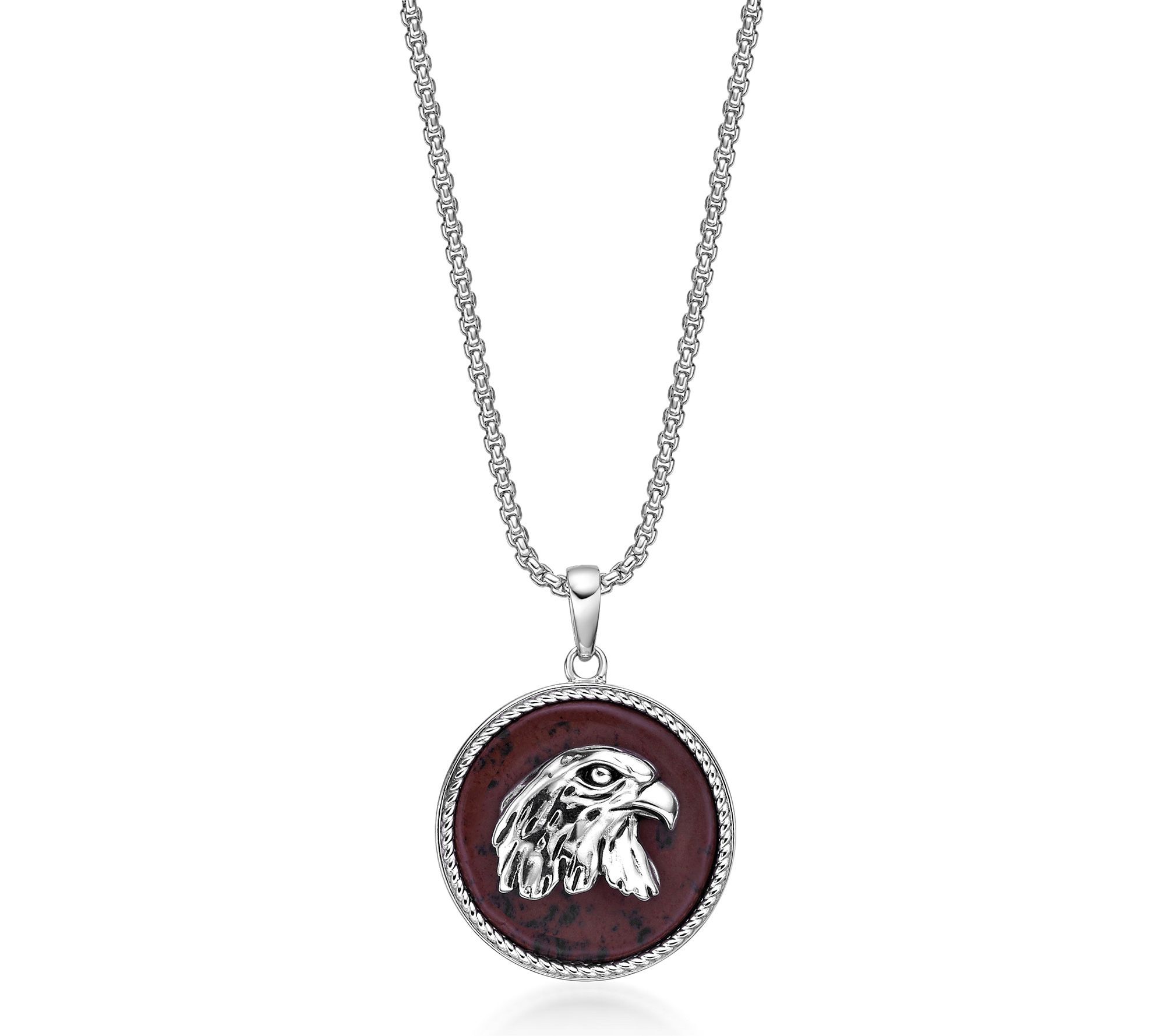LYNX Men's Sterling Silver Brown Obsidian Eagle Pendant w/Chain
