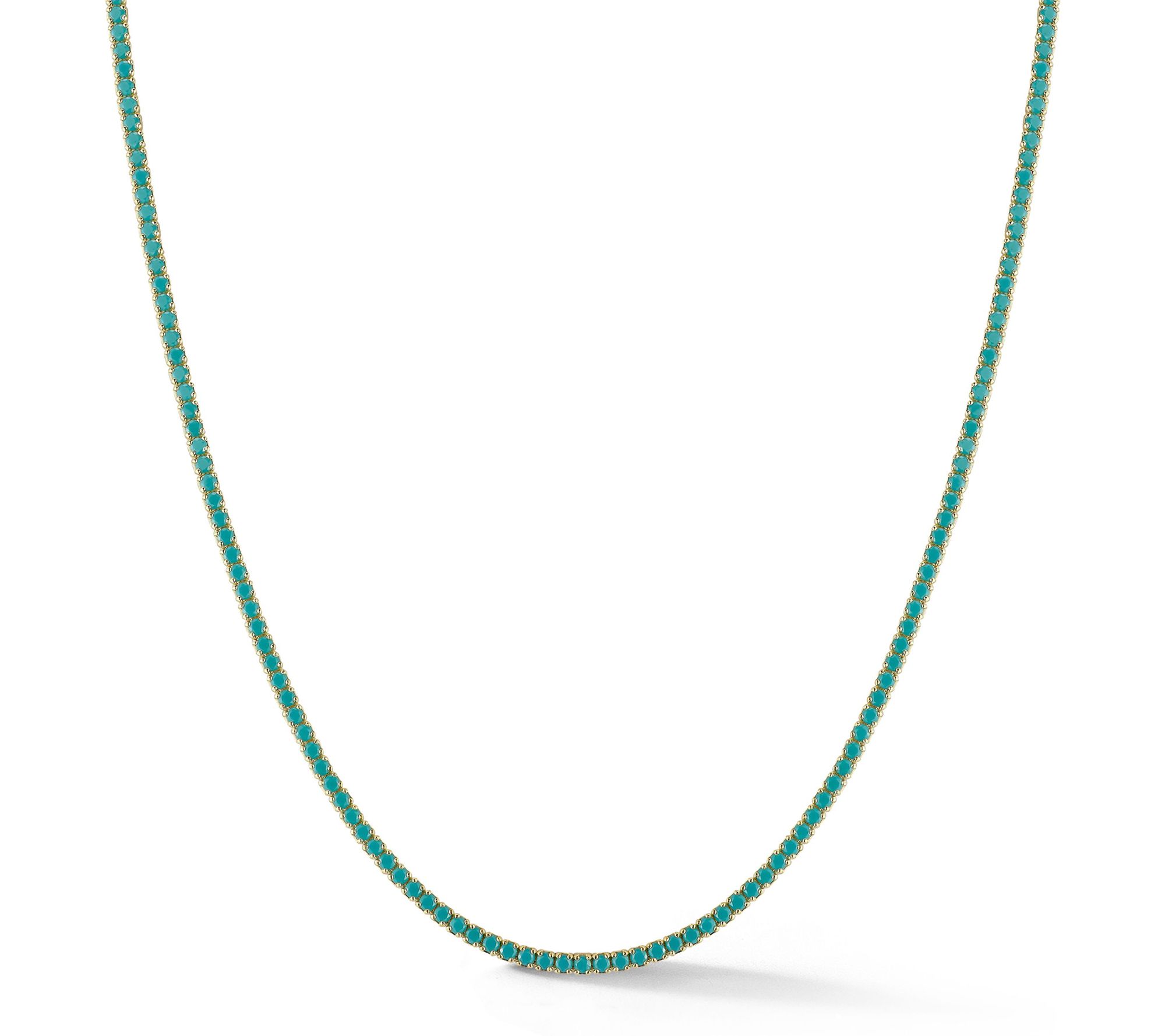 Sterlina Silver Turquoise Tennis Choker, 14K Gold Plated
