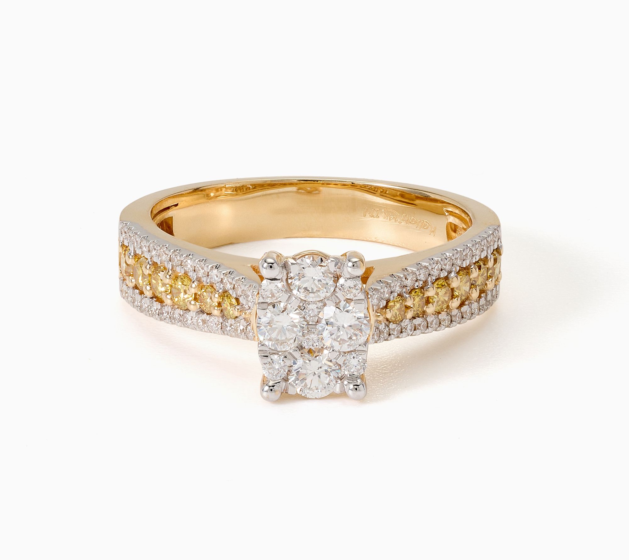 Kallati Yellow & White Diamond Ring, 14K Yellow Gold