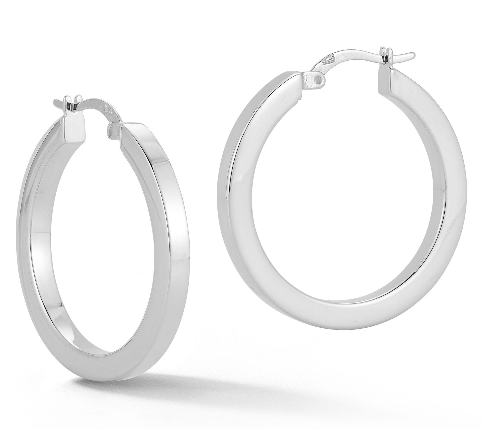 Sterlina Silver 1-1/8" Round Tube Hoop Earrings, Sterling