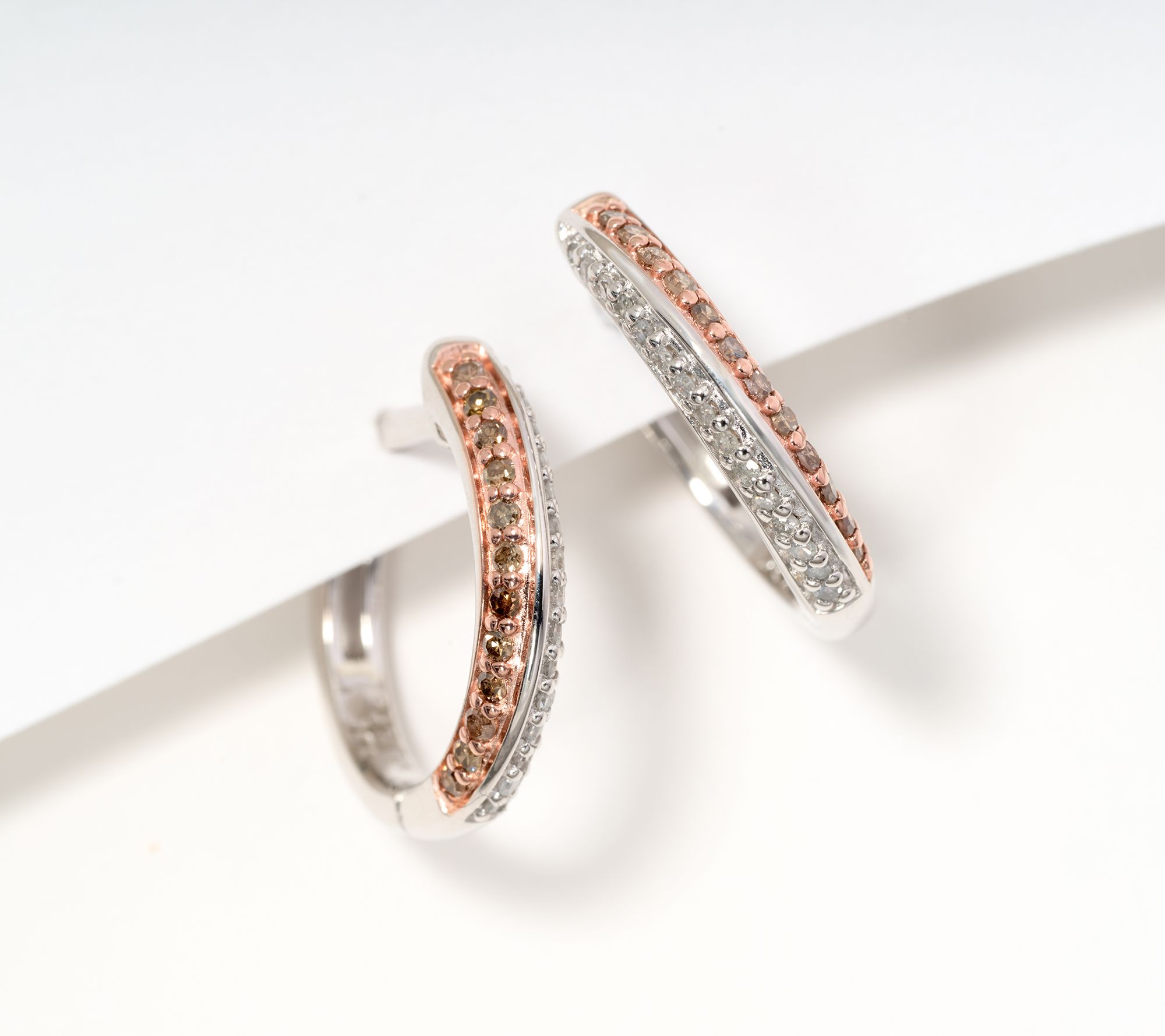 "As Is" Affinity Diamonds Half & Half Huggie Hoop Earrings