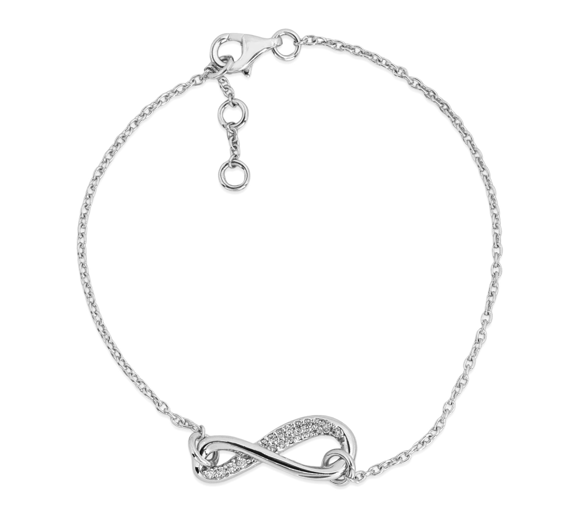 Diamonique 0.20 cttw Infinity Bracelet, Sterling Silver