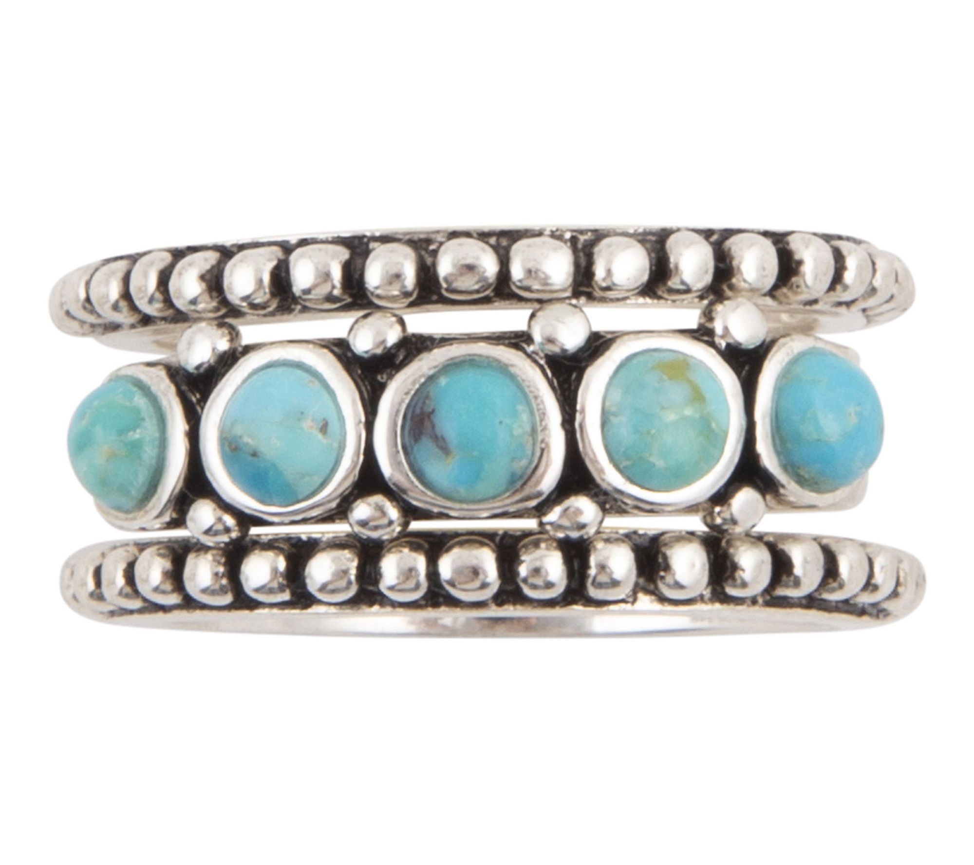 Barse Artisan Crafted Turquoise Stackable RingSet