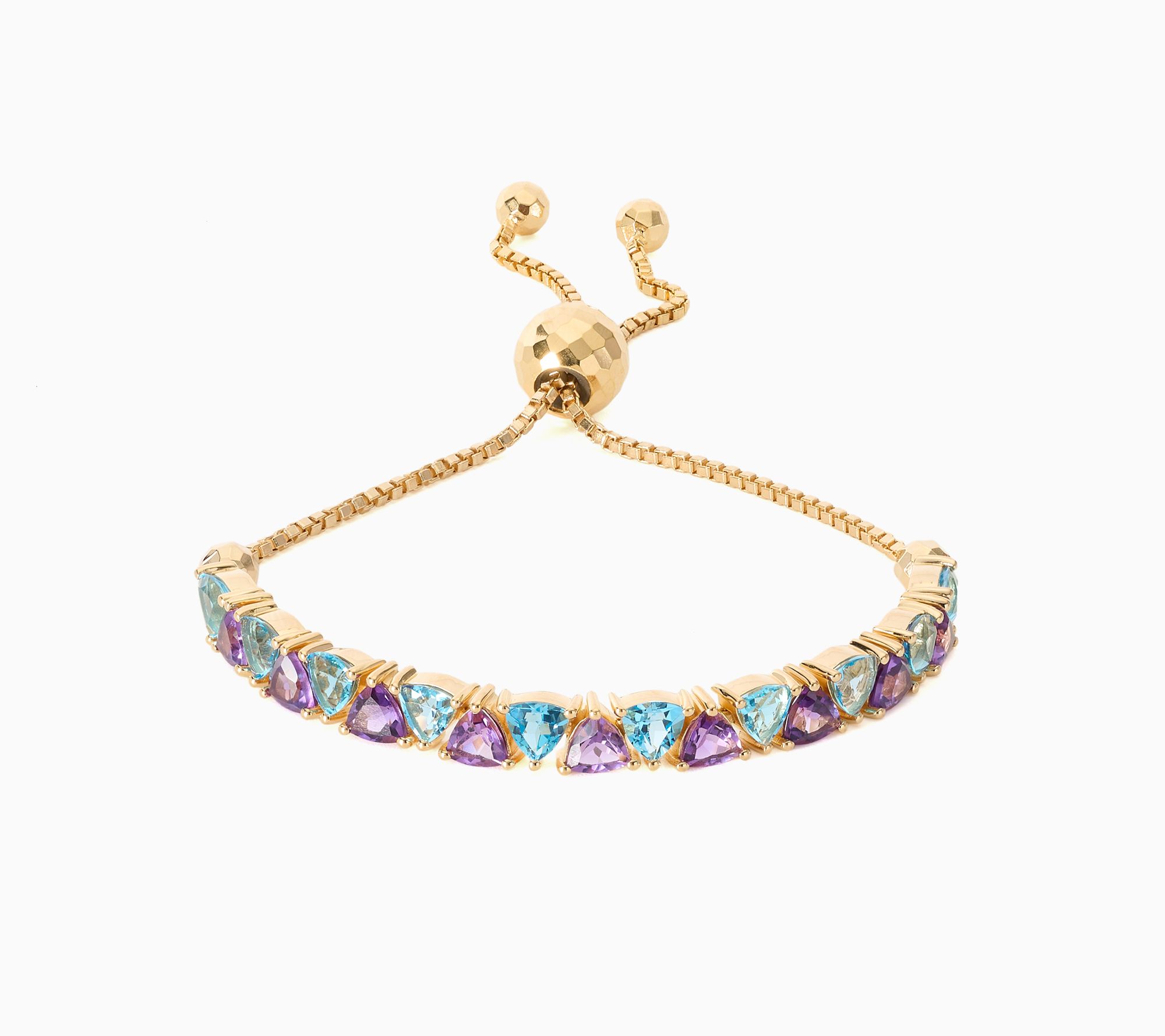 Affinity Gems Alternating Gem Bolo Bracelet, Sterling 14k