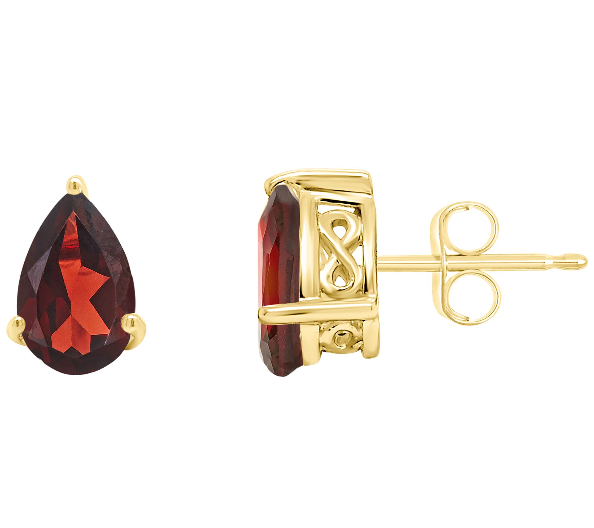 14K Gold 8x5mm Pear Shaped Garnet Stud Earrings