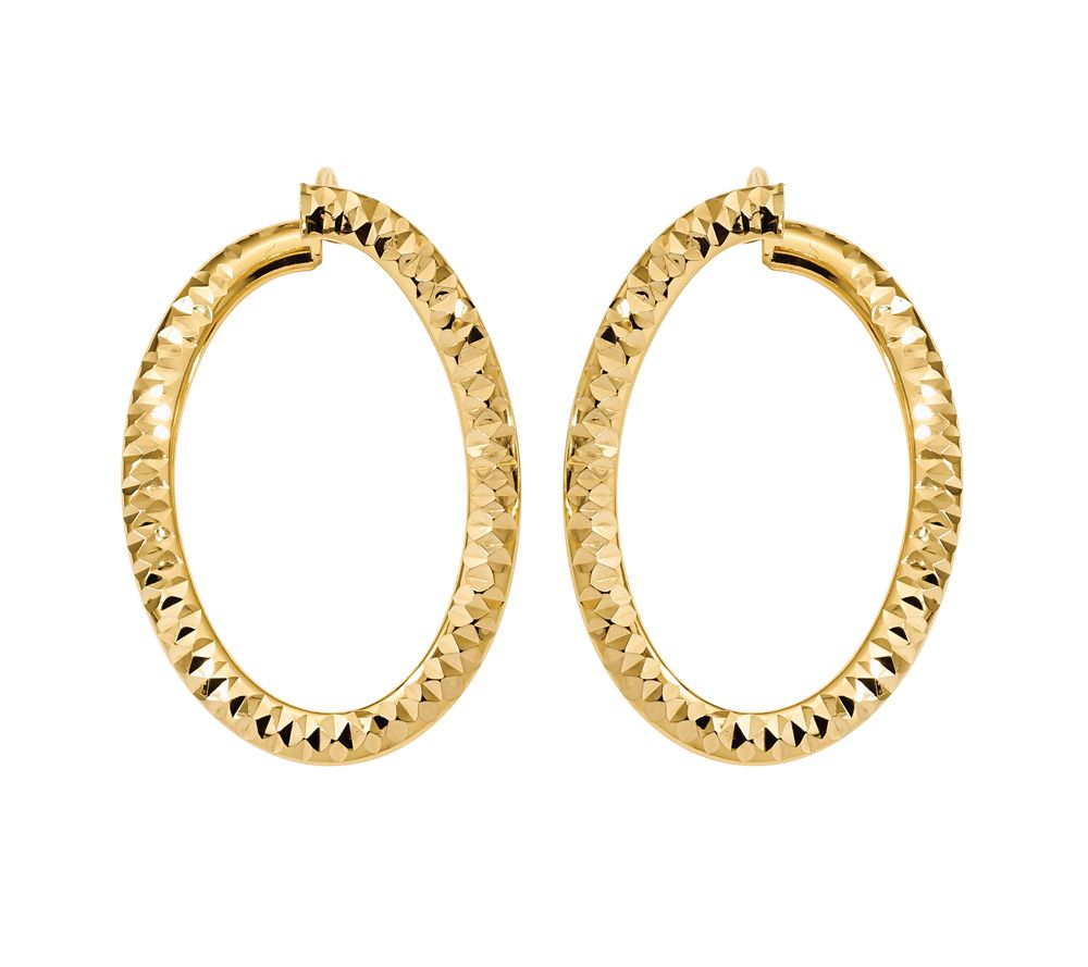 Italian Gold Diamond-Cut Front Back Twisted Hoop Earrings, 14K - QVC.com