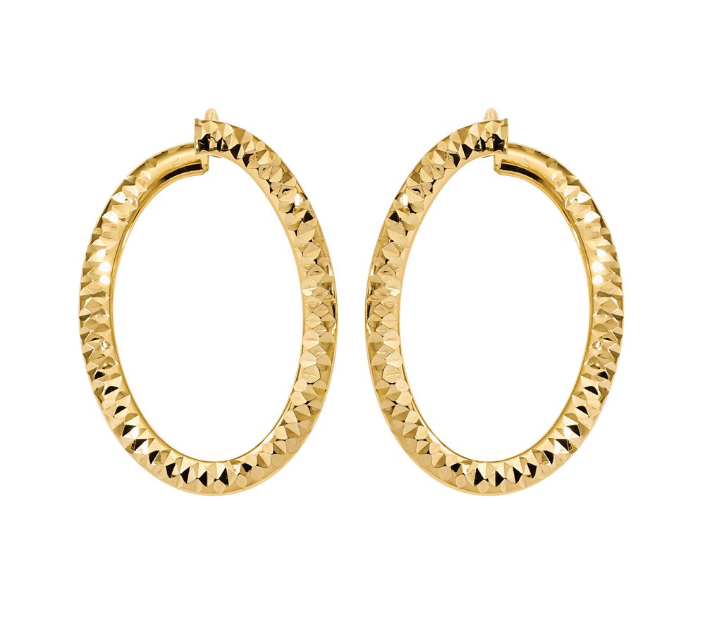 Italian Gold Diamond-Cut Front Back Twisted Hoop Earrings, 14 - QVC.com