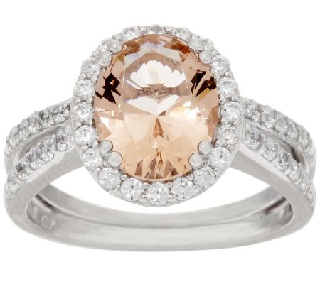 Diamonique Simulated Morganite Ring, Sterling or 14K Rose Clad - Page 1 ...