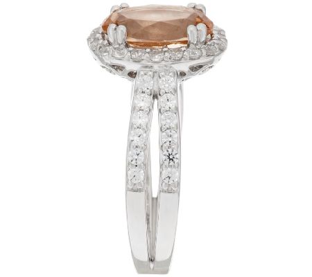 Diamonique Simulated Morganite Ring, Sterling or 14K Rose Clad - QVC.com