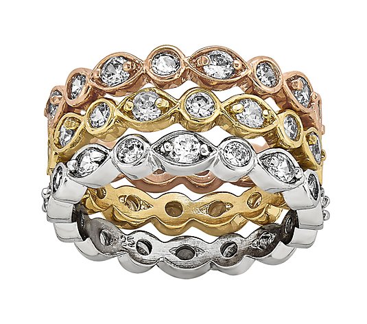 Sterling & 14K Gold-Plated Crystal Eternit y Band Trio