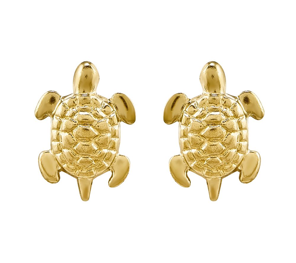 14K Gold Turtle Post Earrings