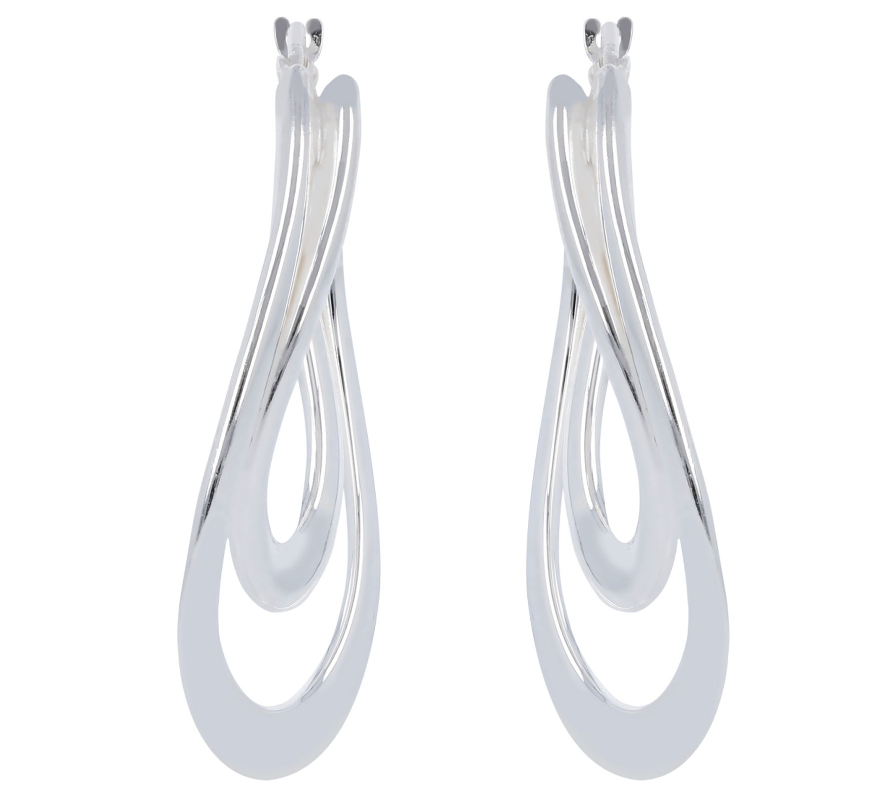 UltraFine Silver Double Twisted Oval Hoop Earrings - QVC.com