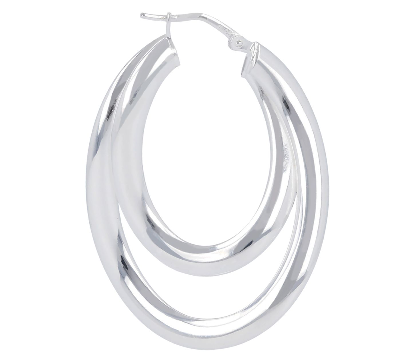 UltraFine Silver Double Twisted Oval Hoop Earrings