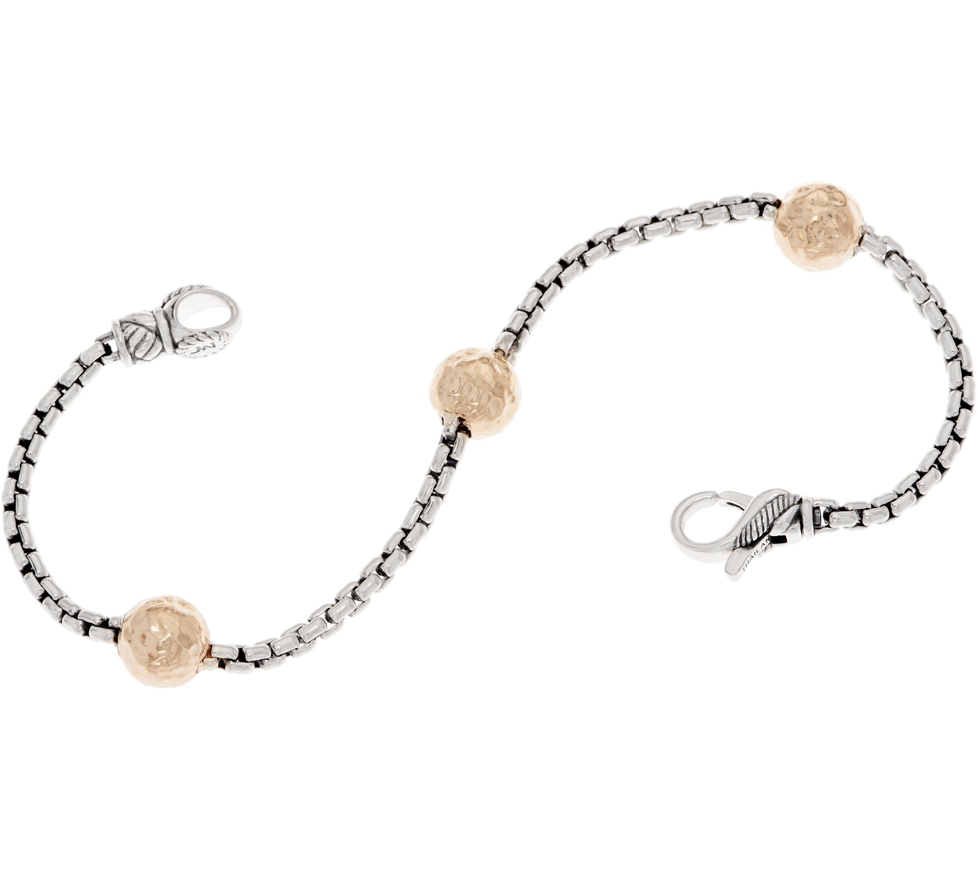  JAI Sterling Silver & 14K Gold Station 2.7mm Box Chain Bracelet - J353011