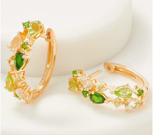 Affinity Gems Mixed Cut Gemstone Hoop Earrings, 14K Gold