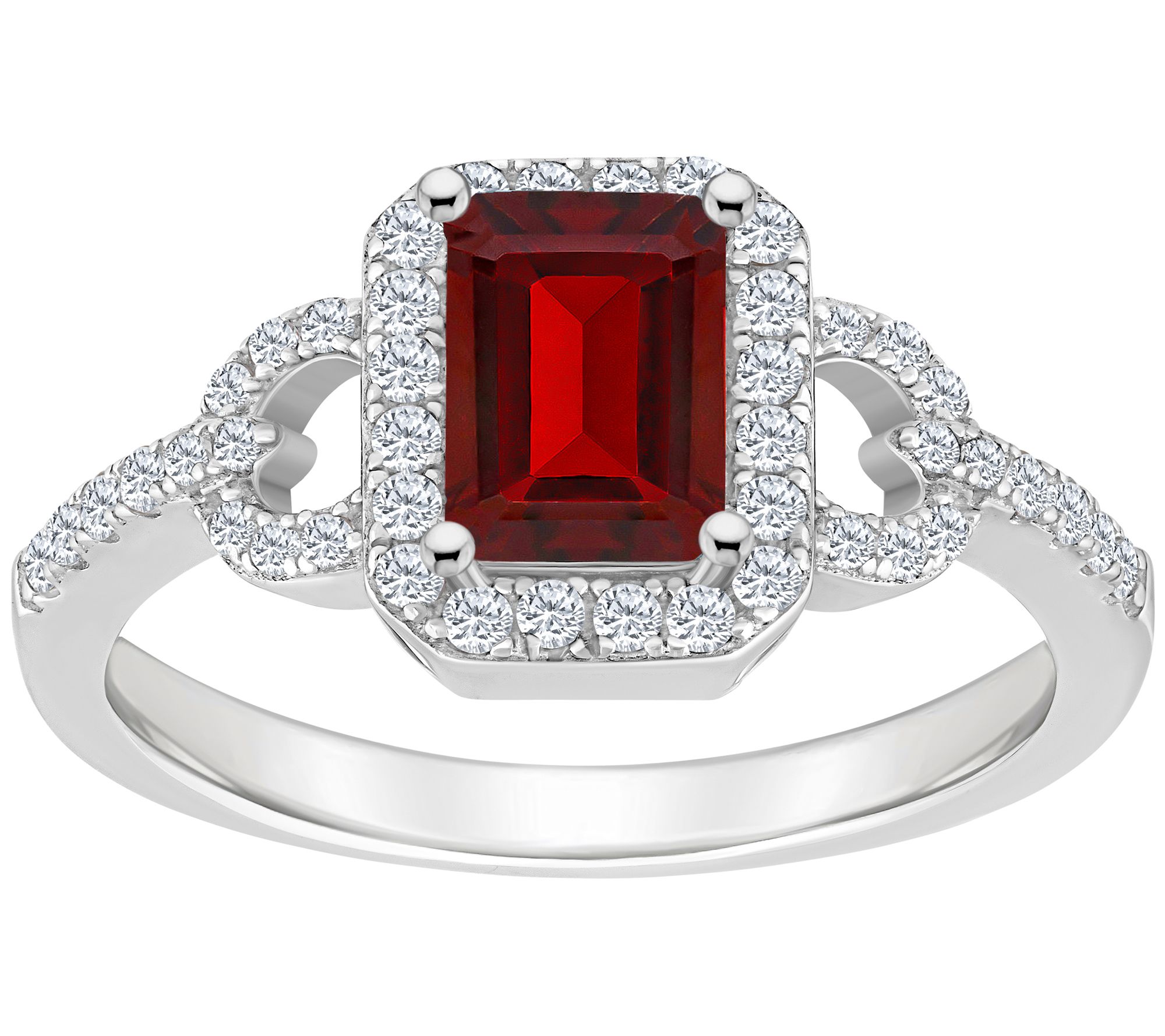 Sterling Silver Emerald Cut Gemstone & White Toaz Ring