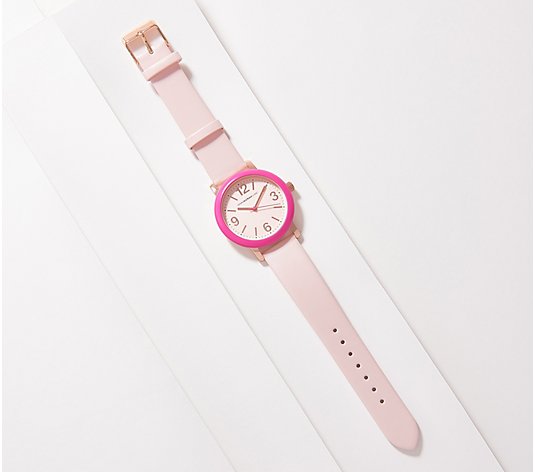 Isaac Mizrahi Live! Watch with Round Colored Bezel