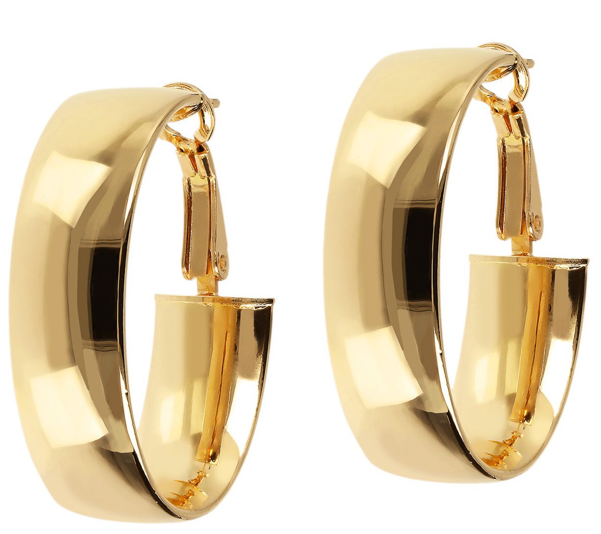 Bronzo Italia 1-1/4" Bold Oval Hoop Omega Bac kEarrings