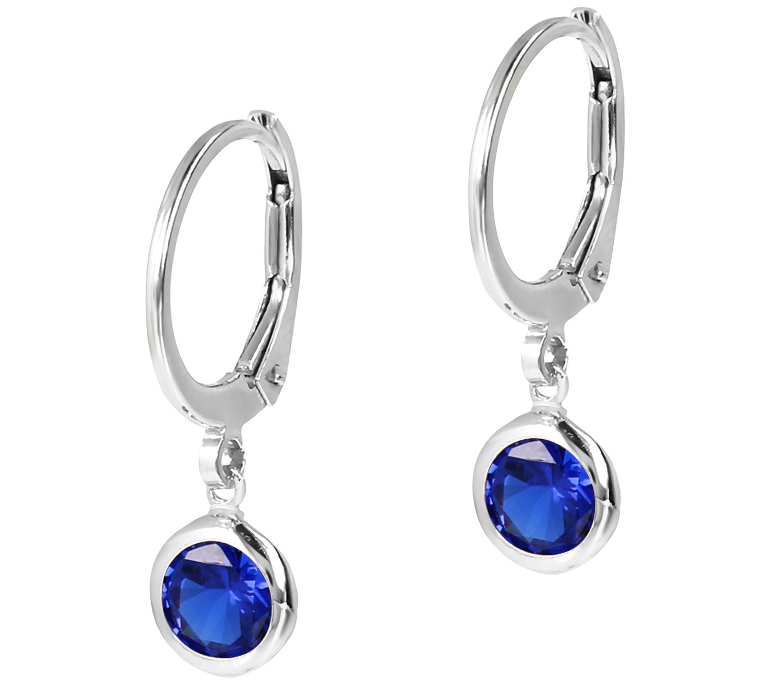 Diamonique 1.70 Cttw Lever Back Earrings, Sterling Silver ,Blue