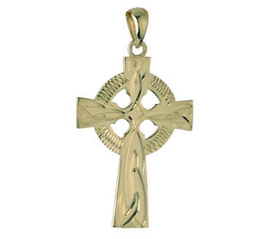 Solvar 14K Gold Engraved Celtic Cross Pendant