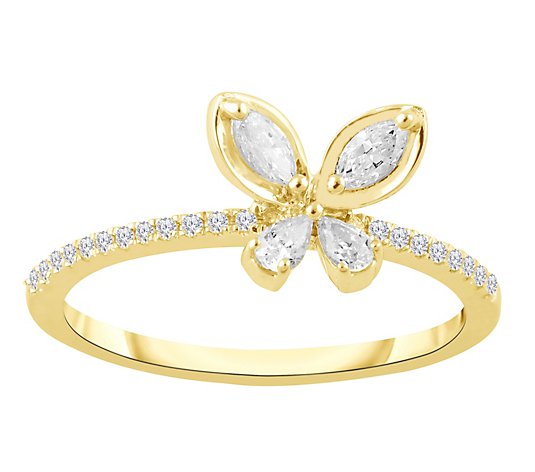 Affinity 0.50 cttw Diamond Butterfly Ring, 14K Plated