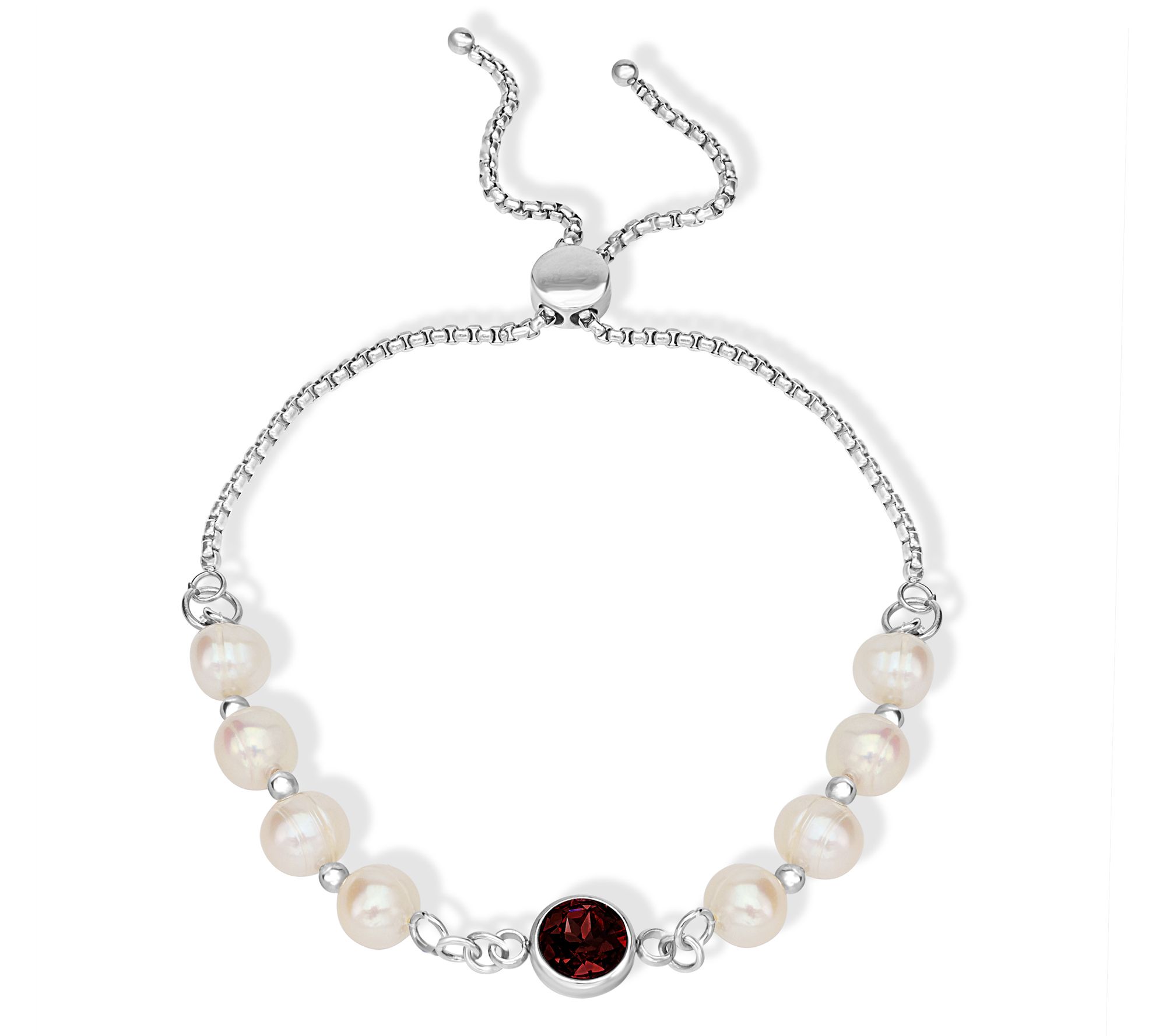 Steel by Design Cultured Pearl & Crystal Birthstone Bracelet