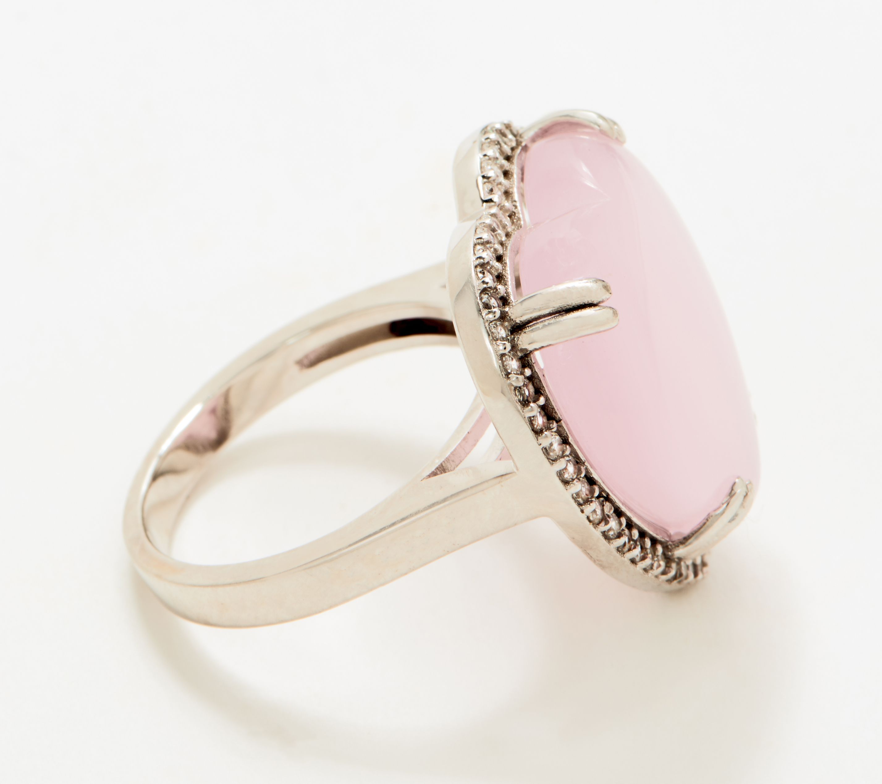"As Is" Diamonique X Courtney Cason Simulated Pink Quartz Ring