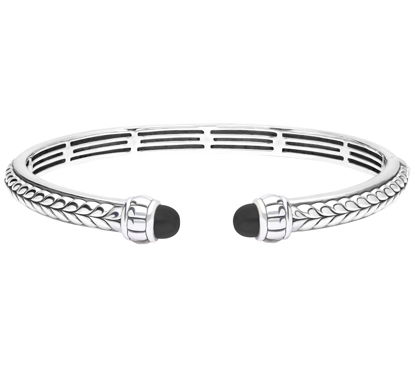 Tiffany Kay Studio Sterling Silver Herringbone Onyx Cuff