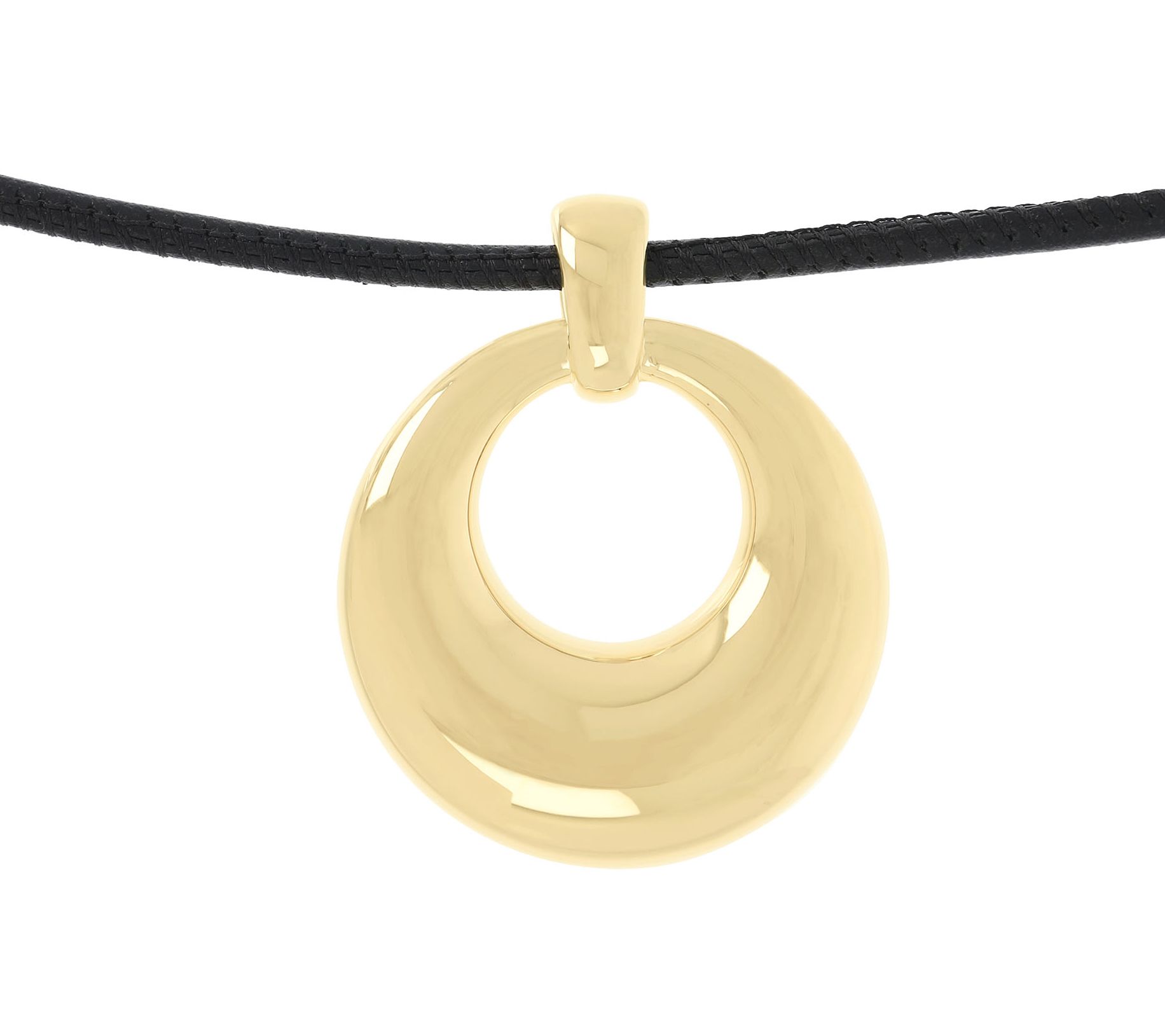 BellaOro Round Pendant w/ Cord, 14K Gold O ver Resin