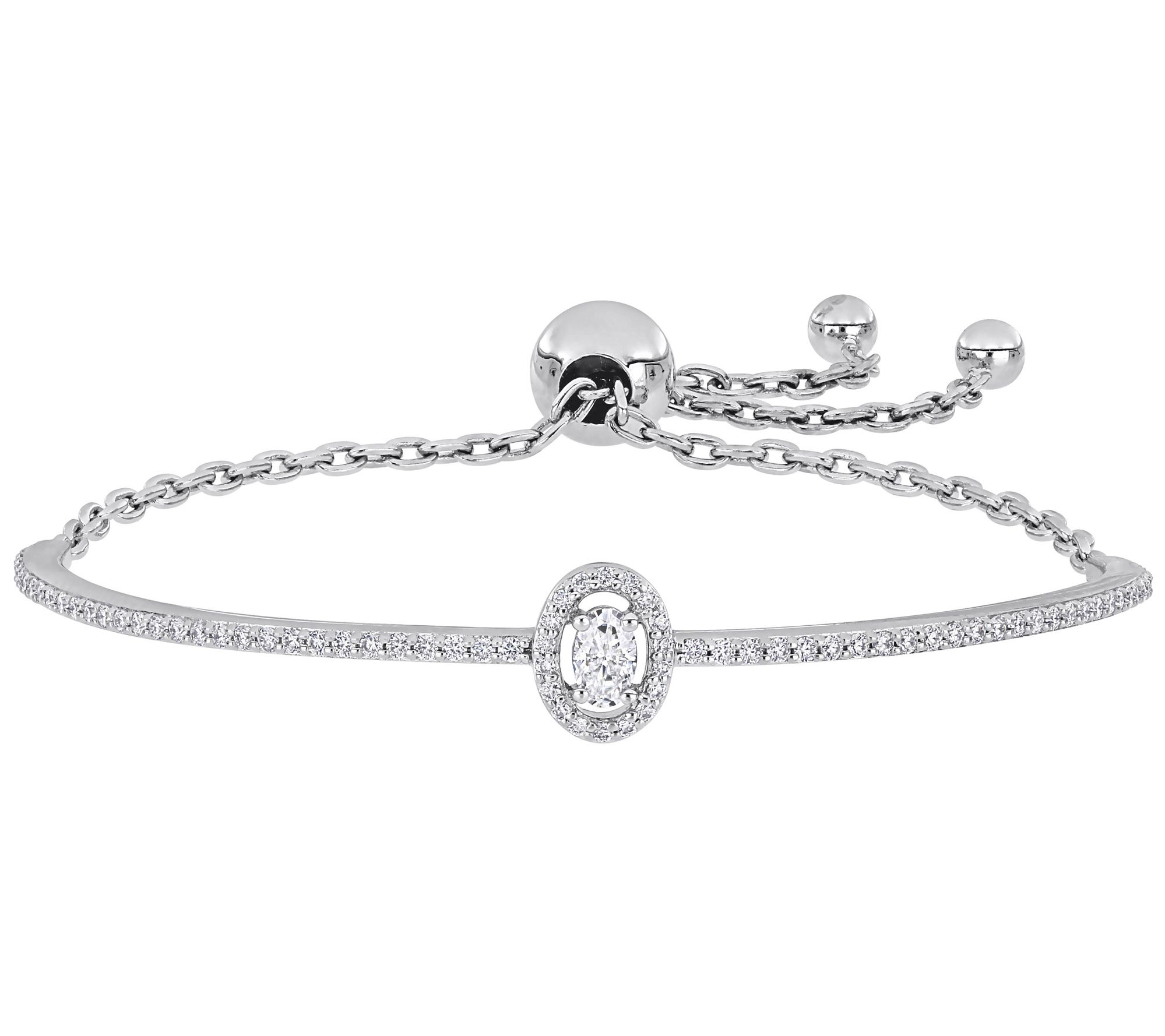 MoissanIce Moissanite 0.75 cttw Adjustable Bracelet, Sterling